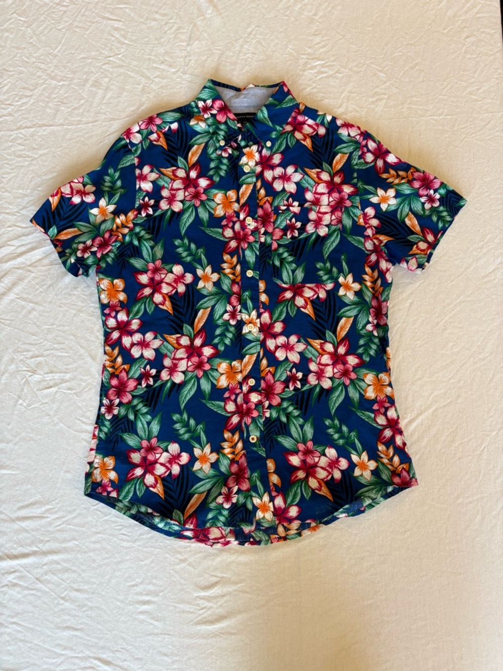 Tommy Hilfiger Shirt Mens S Hawaiian Button Down Floral Island All Over Print